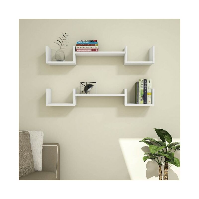 

Estante Life - Flotantes, de Pared, para Libros para Salon, Oficina - Blanco, in Aglomerado Melaminico, PVC, 107,2x22x17 cm