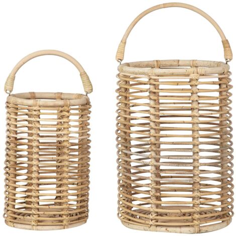 Set 2 Faroles Ratan 25X25X40 / 35X35X50 Cm