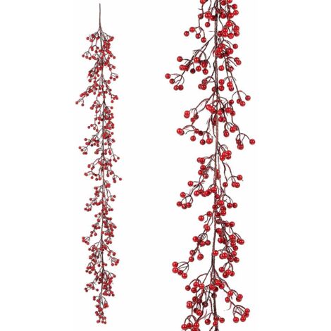 Set 2 Festoni Natalizi da Appendere con Bacche Color Rosso
