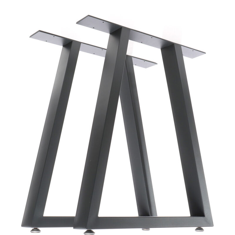 Image of Set 2 gambe per tavolo a trapezio 60x72 cm base tavolo stile industriale antracite - anthrazit