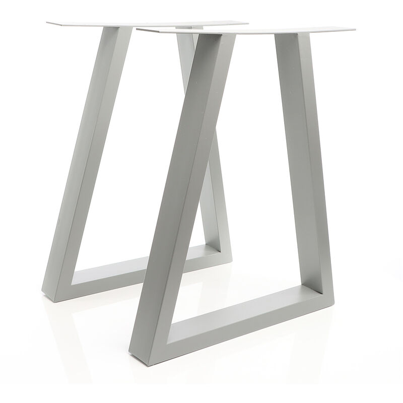 Image of Set 2 gambe per tavolo a trapezio 60x72 cm base tavolo stile industriale grigio - grau