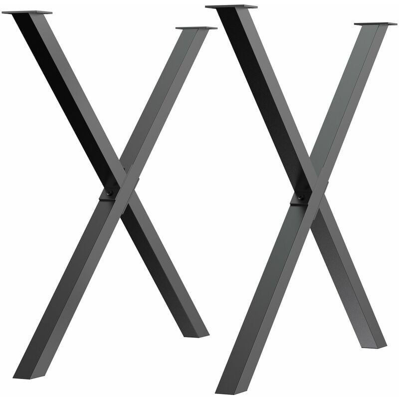 Set 2 Gambe Tavolo a X 80x4x72 cm in Acciaio Nero
