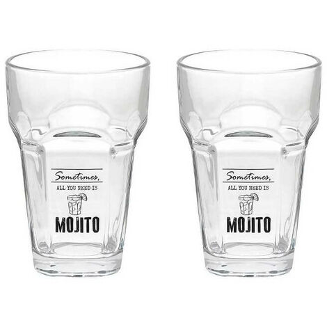 Set 2 Gobelets Mojito En Verre Transparent Cc400 Ligne Let's Party