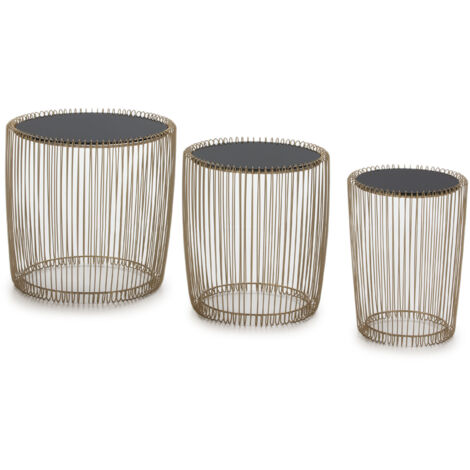 Set / 2 Hilfstabelle 60x32x60 / 54x29x56 Glas / Goldene Metall Dekorierte Schrank / Hilfstische für alle Stile, um dem Haus eine Note zu verleihen