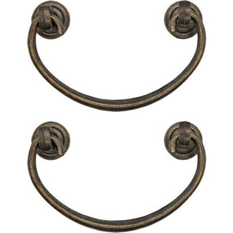 Set 2 Klappbaren Antique Möbelgriffen, Schubladengriffen, Schrankgriffen, Klappgriffen für Truhen, Schränke, Kommoden, Antik Bronze, Messing-Design