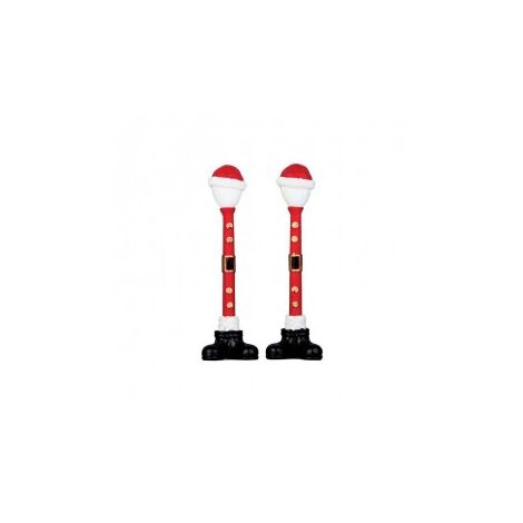 Set 2 Lampioni Babbo Natale per presepe h10,8 cm