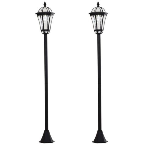 SET 2 LAMPIONI SOLARI PER GIARDINO CON 2 LED E ACCENSIONE AUTOMATICA. NERO