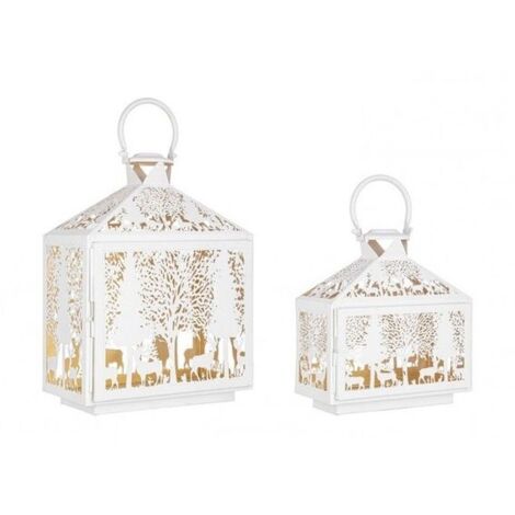 Set 2 Lanterne Bizzotto Alizee Bianco Oro - 0971577
