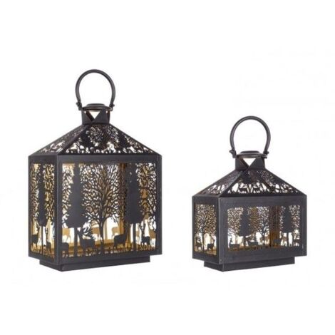 Set 2 Lanterne Bizzotto Alizee Nero Oro - 0971576