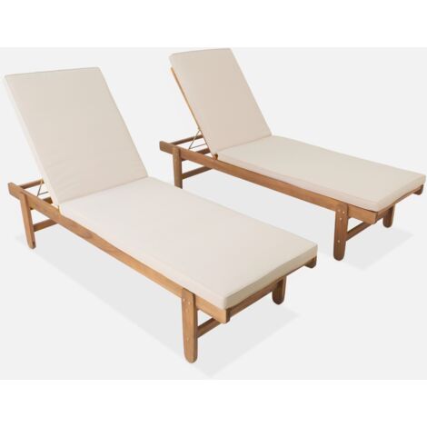 Set 2 lettini prendisole in legno multiposizione