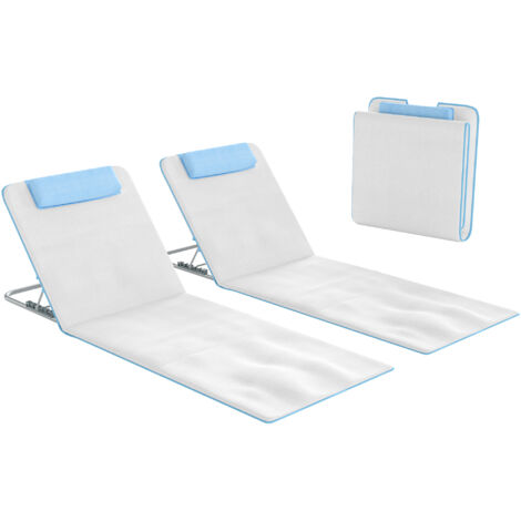Set 2 Lettini Prendisole Pieghevoli con Schienale Regolabile e Borsa, 48x134x36-45 cm, Beige