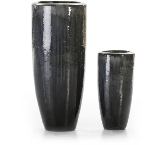 Set/2 Maceteros 40X40X80 Gres Gris Envejecido