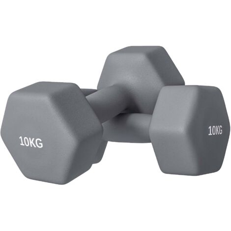 Set 2 Manubri Palestra 10 kg Pesi esagonali per Allenamento Grigio
