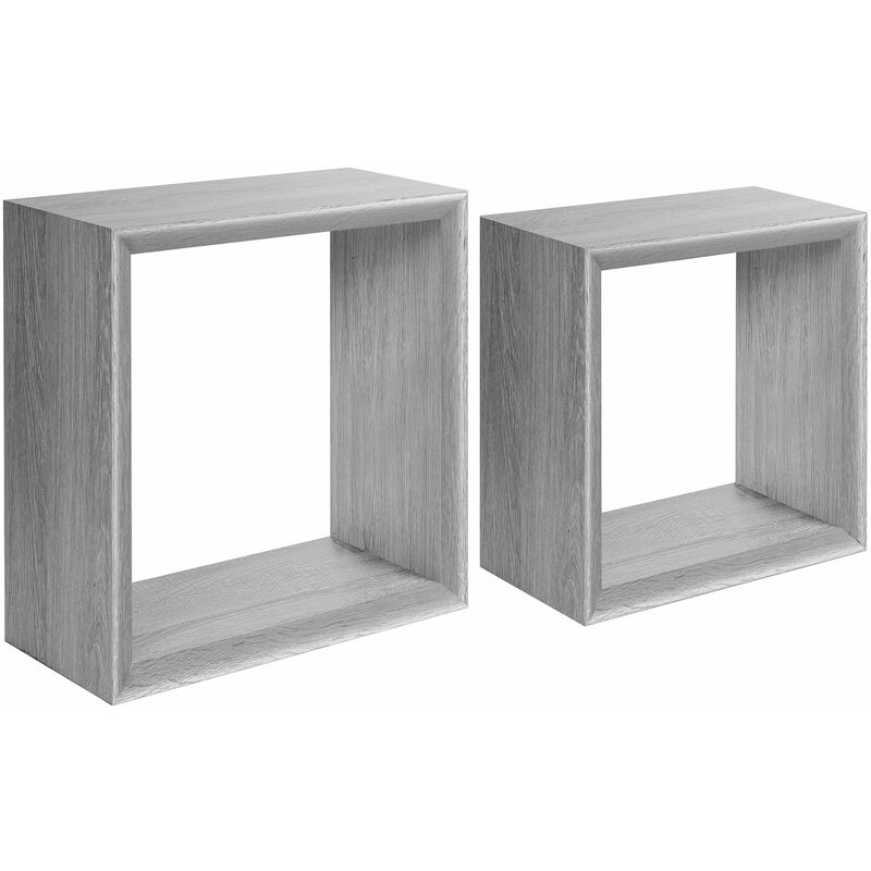 Giordanoshop - Set 2 Mensole Cubo da Parete Quadrato in Fibra di Legno Ginevra Rovere Imperiale