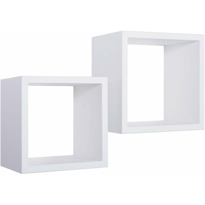 Giordanoshop - Set 2 Mensole Cubo da Parete Quadrato in Fibra di Legno Q-Bis Maxi Bianco