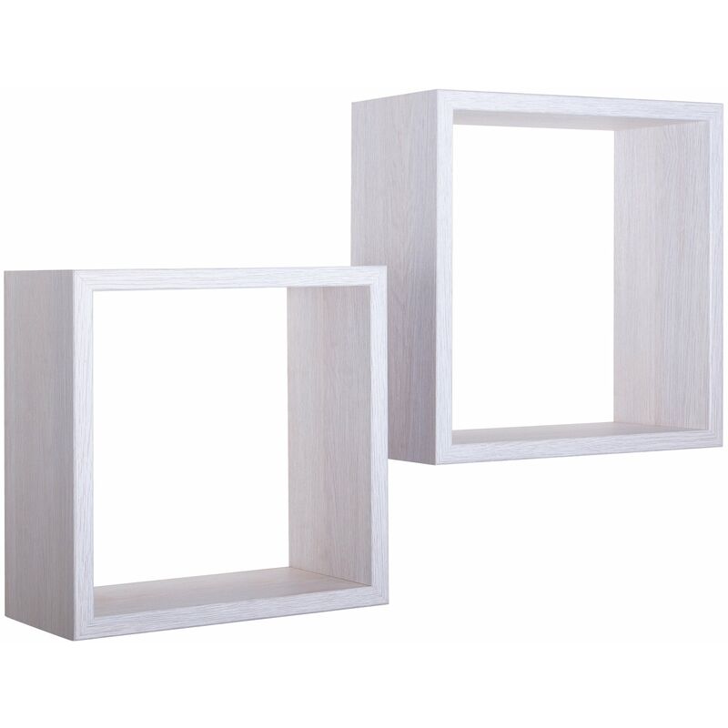 Giordanoshop - Set 2 Mensole Cubo da Parete Quadrato in Fibra di Legno Q-Bis Rovere Imperiale