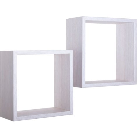 Set 2 Mensole Cubo da Parete Quadrato in Fibra di Legno Q-Bis Rovere Imperiale