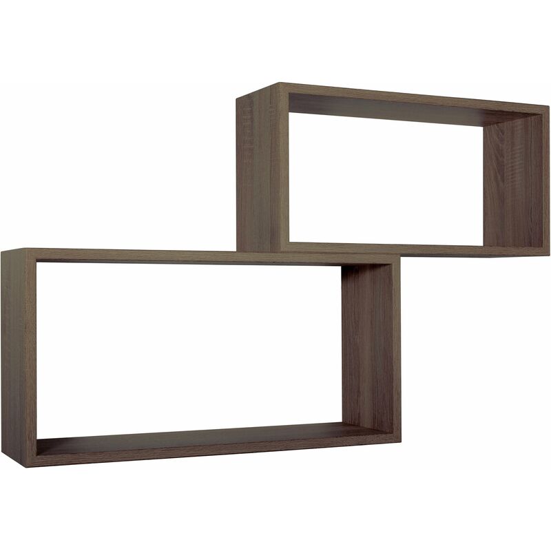 Giordanoshop - Set 2 Mensole Cubo da Parete Rettangolare in Fibra di Legno Bislungo Noce