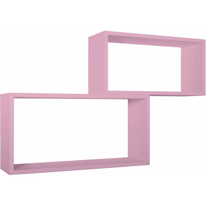 Giordanoshop - Set 2 Mensole Cubo da Parete Rettangolare in Fibra di Legno Bislungo Rosa Blush