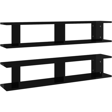 SET 3 MENSOLE da Parete Moderne Design con Bordi Mensola Scaffale Legno Nero  EUR 27,90 - PicClick IT