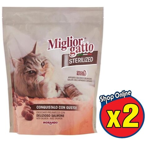SET 2 MIGLIOR GATTO STERILIZED CROCCANTINI CON SALMONE 400 GR