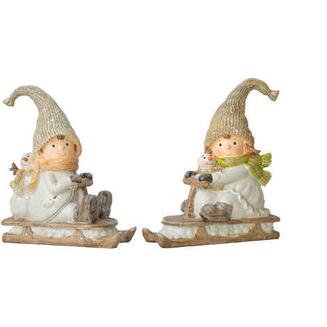 Set 2 Niñas En Trineo Resina 192528