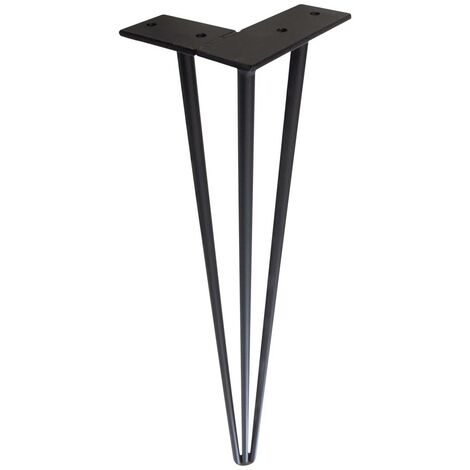 SKISKI LEGS - 4 Patas de Horquilla Metálicas para Mesa Muebles Metal  Hairpin Legs 35.5cm Acero Negro 3 Puntales de