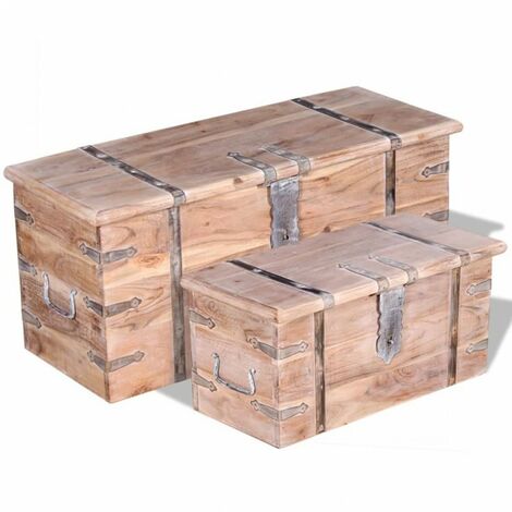 vidaXL 1/2x Cassapanca in Legno Massello Cassettiera Baule Bauli Portaoggetti