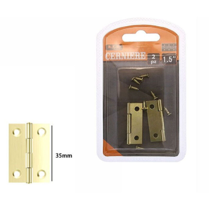 Image of Set 2 Pezzi Cerniere In Ottone Per Porte Mobili Armadi Sportelli Ante 35mm 69037 - - Trade Shop Traesio