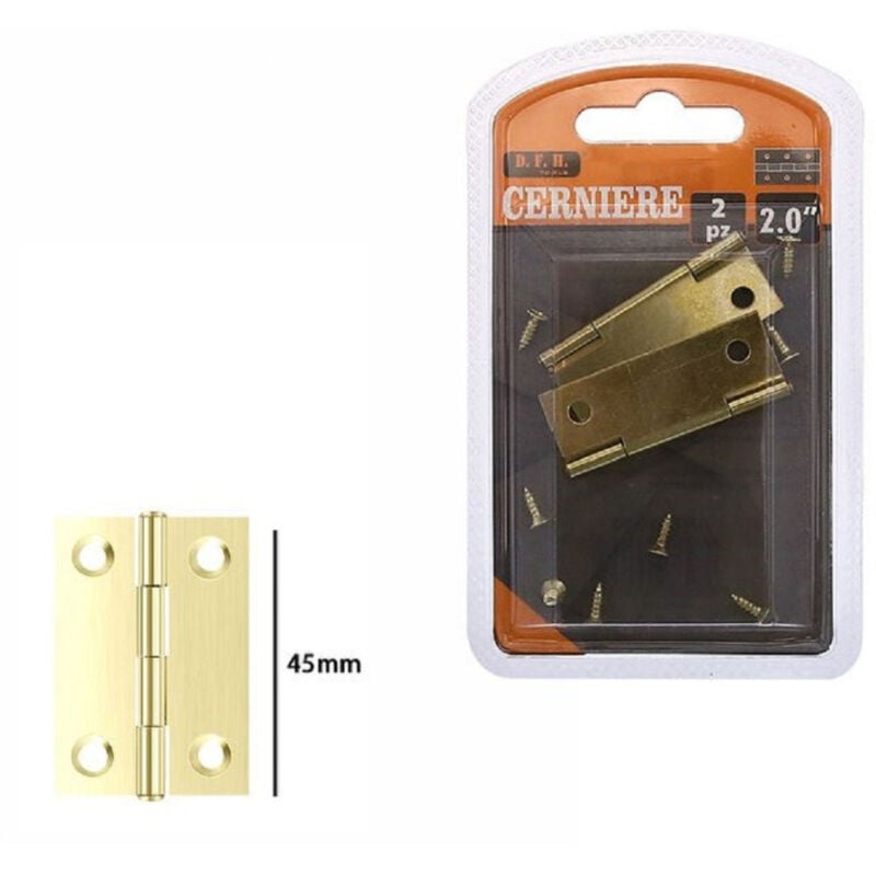 Image of Set 2 Pezzi Cerniere In Ottone Per Porte Mobili Armadi Sportelli Ante 45mm 69038 - - Trade Shop Traesio