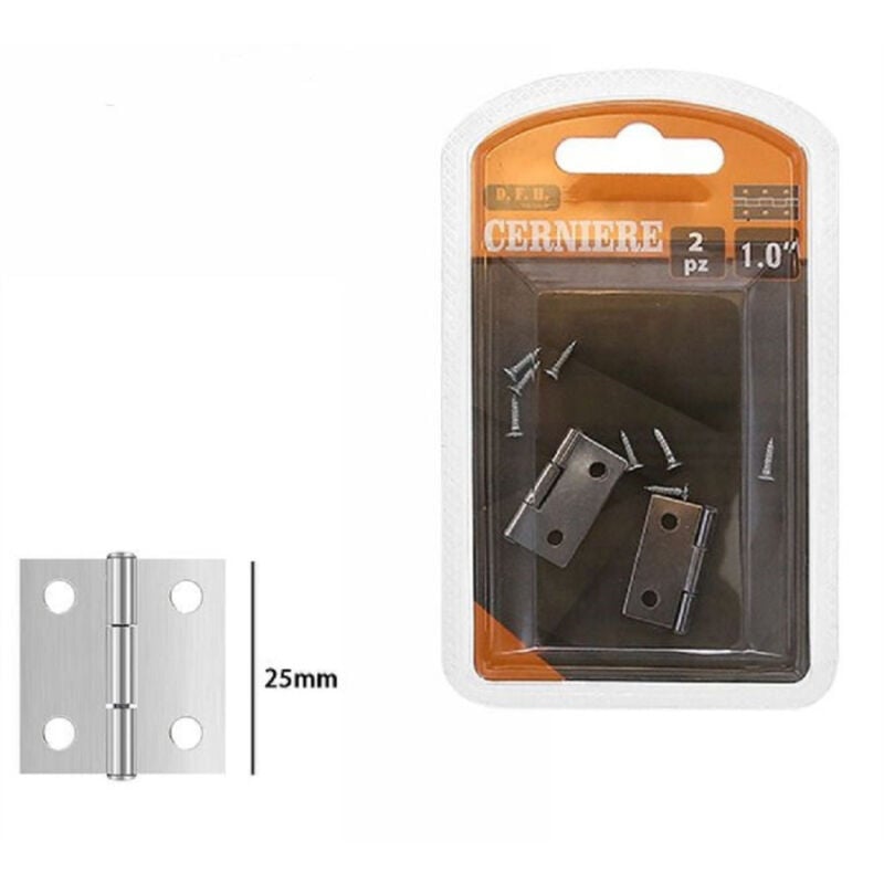 Image of Set 2 Pezzi Cerniere Per Porte Mobili Armadi Sportelli Ante 25 Mm argento 69030 - - Trade Shop Traesio