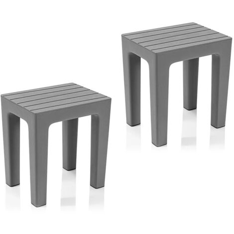 Set 2 pezzi Lello lo sgabello multiuso ad alta resistenza grigio effetto legno