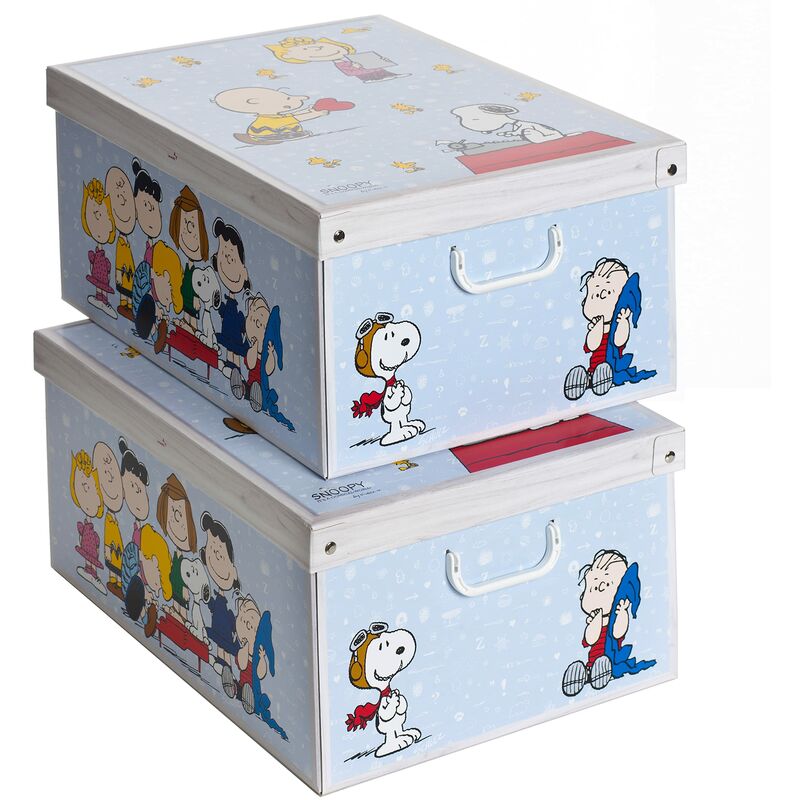 Image of Set 2 pezzi Scatole in cartone per armadio, con coperchio, per cambio stagione, regalo, abiti peanuts 49x40xh24 cm - Kanguru