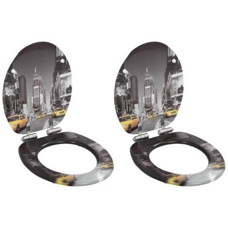 Set 2 pezzi sedile WC in MDF e coperchio con chiusura ammortizzata New York 020002968