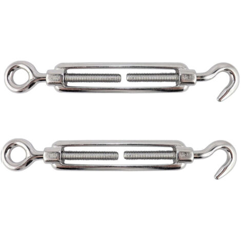 Set 2 Pezzi Tenditore A Vite Con Gancio Ed Occhiello Acciaio 6mm
