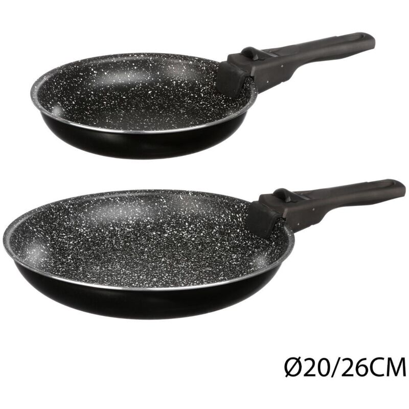 Secret De Gourmet Set 2 Pfannen + Abnehmbarer Griff, Stein, 20/26 Cm