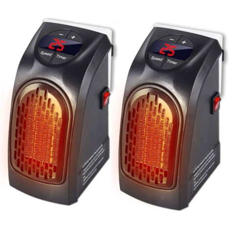 Set 2 Pieces Electric Heater 400w Portable Heating Plug Socket