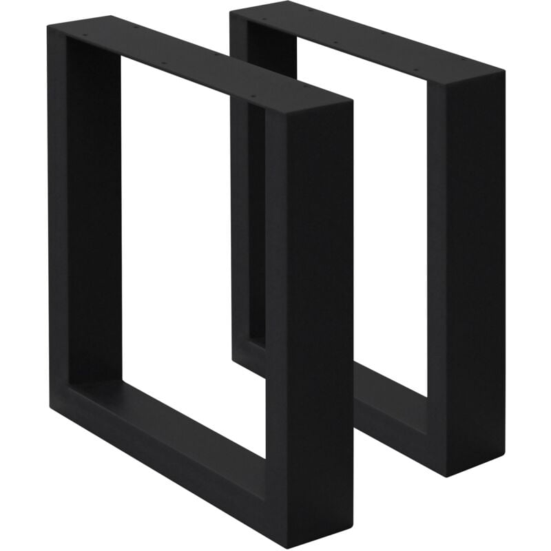 Ecd Germany - Set 2 Pieds de Table - 30 x 43 cm - Rectangulaire - Noir - en Acier Revêtu de Poudre - Pied de Meuble Banc - Support Profil Carré