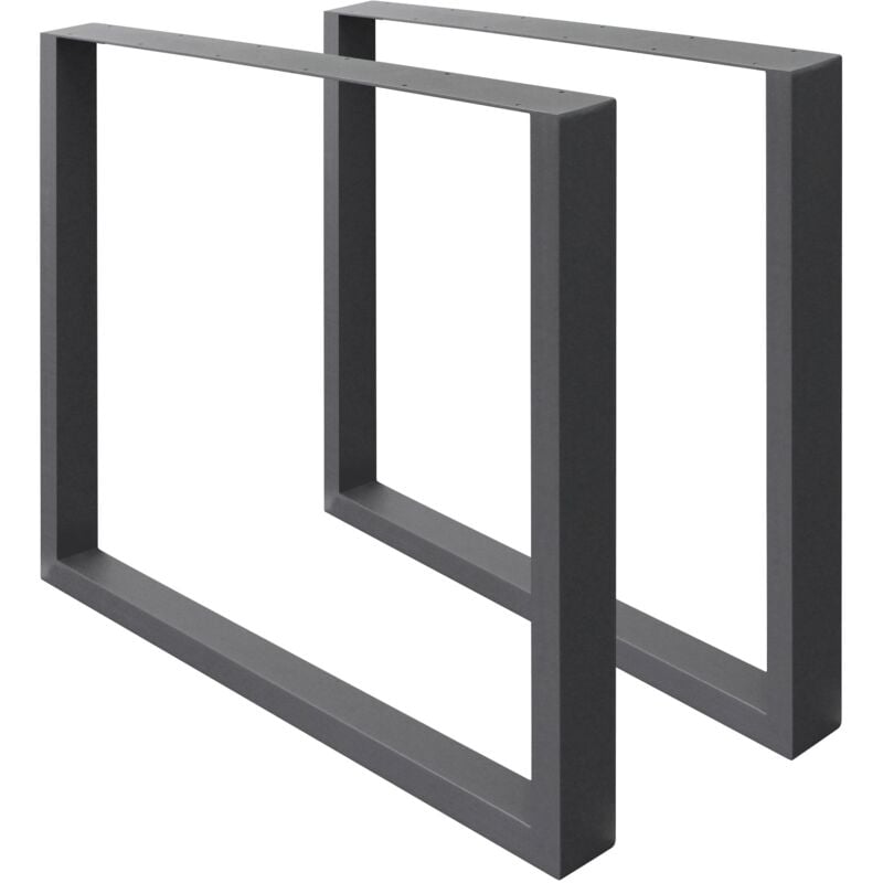 Ecd Germany - Set 2 Pieds de Table - 60 x 72 cm - Rectangulaire - Anthracite - en Acier Revêtu de Poudre - Pied de Meuble Banc - Support Profil Carré
