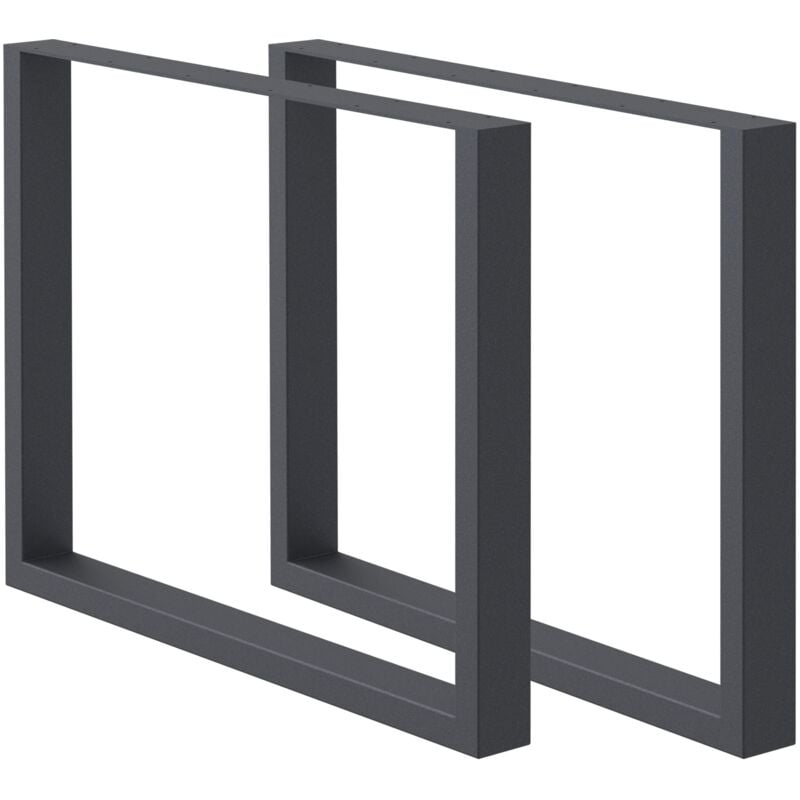 Ecd Germany - Set 2 Pieds de Table - 80 x 72 cm - Rectangulaire - Gris foncé - en Acier Revêtu de Poudre - Pied de Meuble Banc - Support Profil Carré