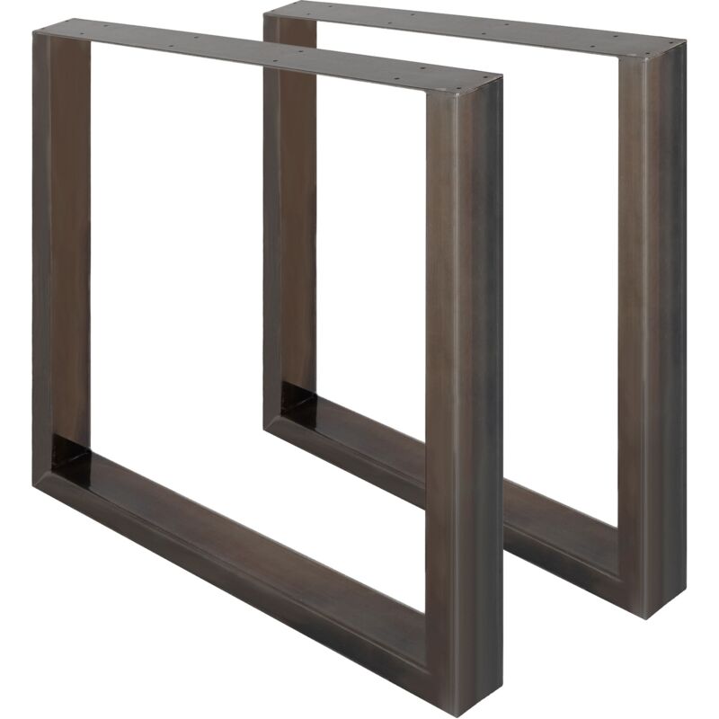 Ecd Germany - 2x Pieds de Table Profil Carré, 80 x 72 cm, Rectangulaire, en Acier Revêtu de Poudre, Design Industriel, Protection de Sol Inclus,