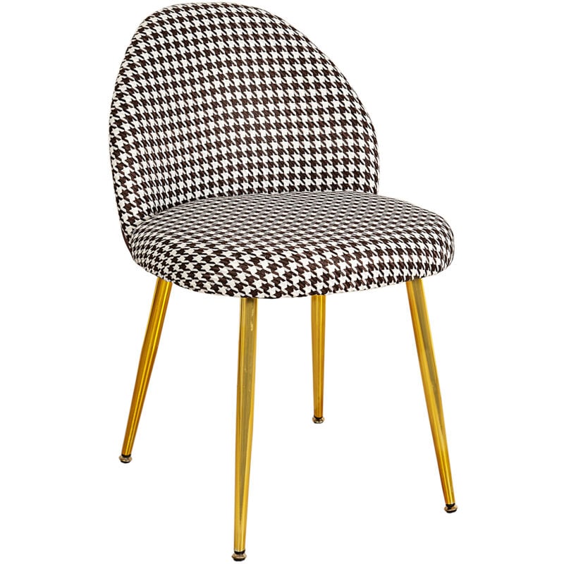 Chaise Pied De Poule Pieds Métal Doré