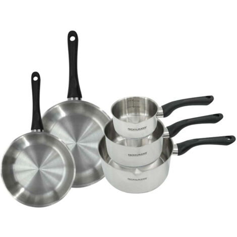 Set 2 poêles 20 et 24 cm et 3 casseroles 12 16 et 20 cm en inox Fackelmann Geneva