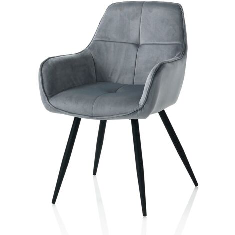 Set 2 poltroncine MAURA grigia in metallo e velluto