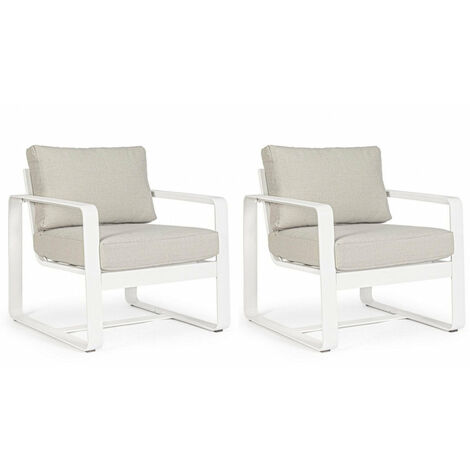 Set 2 Poltrone 74x78x84h cm con Cuscini Merrigan Bianco