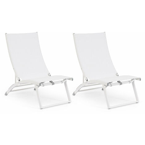 Set 2 Poltrone da Giardino 53x166,5x90 cm in Alluminio Taylor Bianco