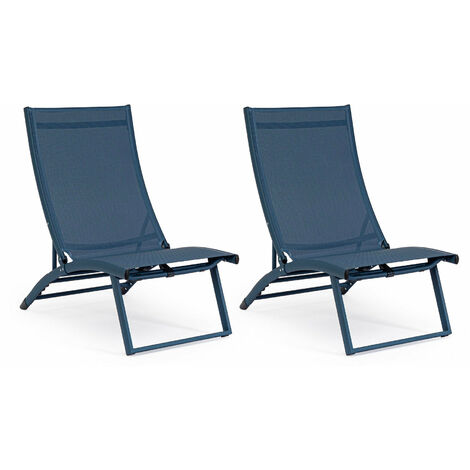 Set 2 Poltrone da Giardino 53x166,5x90 cm in Alluminio Taylor Navy