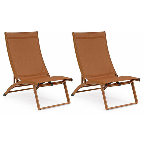 Set 2 Poltrone da Giardino 53x166,5x90 cm in Alluminio Taylor Pecan