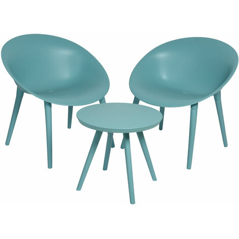 Set 2 Poltrone e Tavolino in Plastica Colore Blu mod. Marbella