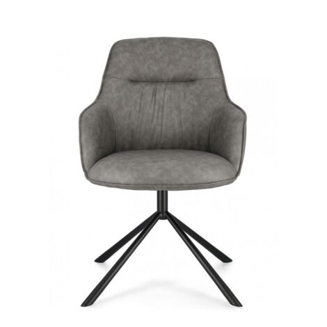 Set 2 Poltrone in Ecopelle Nera Moderna da Interno - EFFORTLESS - Colore: Grigio